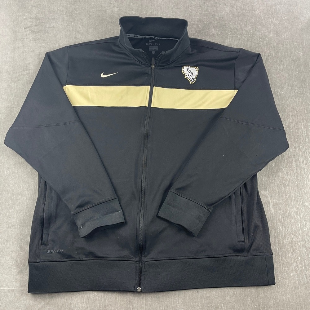 Howard Univ Nike Mens XL Black Gold Track Jacket Dri-FIT Full Zip Buffalo Logo